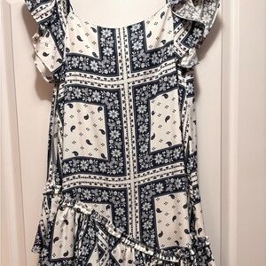 Cinq à Sept Navy and Cream Floral Dress